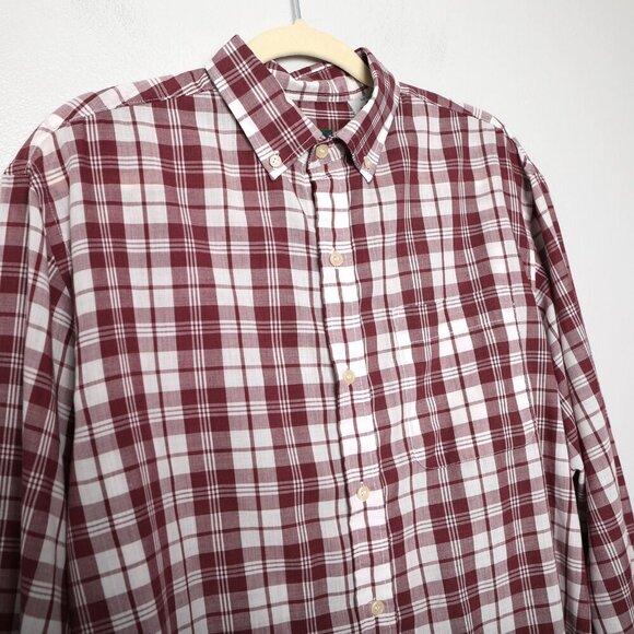 Vintage Grenadier Plaid Long Sleeve Button Down Shirt Collared Red White Preppy - Picture 7 of 10